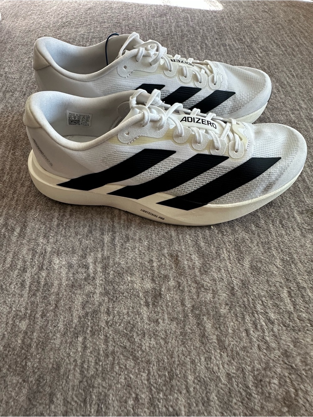 adidas Adizero Men's White and Black Lightweight Running Shoes